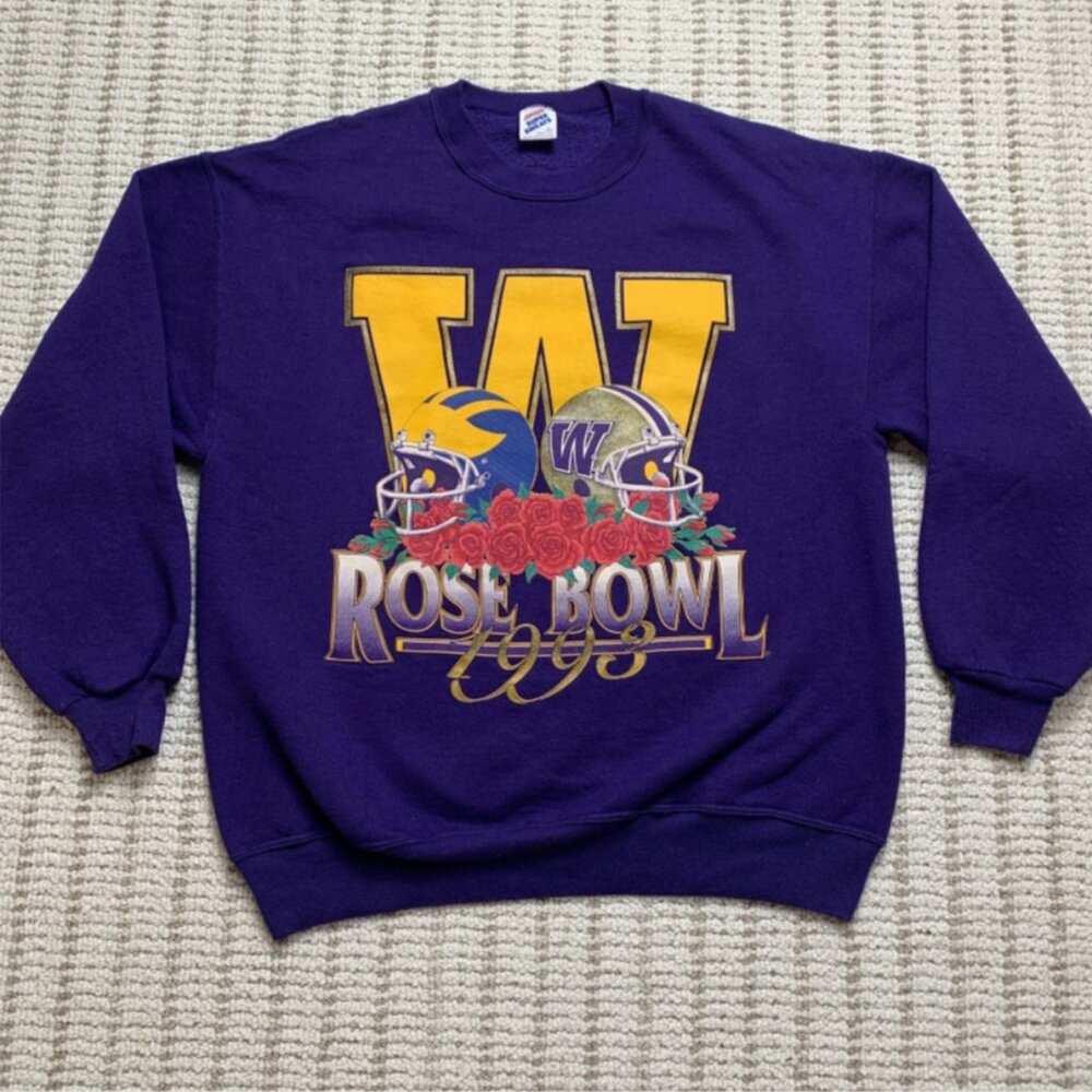 Vintage Washington Huskies 1993 Rose Bowl Purple Crewneck Sweatshirt Michigan L